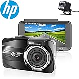 HP Dash Cam front and rear Dual Lens In Car Camera DVR Full HD 1080P,3.0'' IPS Screen,Night Vision,G-sensor, Motion Detection,Parking monitor