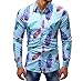 Produktbild Luckycat Herrenn Fashion Printed Bluse beiläufige Lange Hülsen dünne Hemd Oberseiten Mode 2018