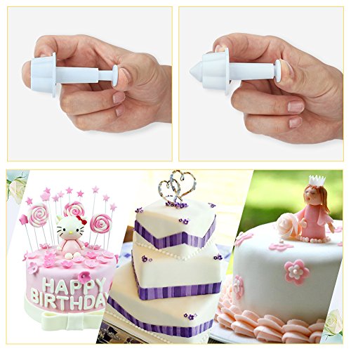 Fondant Ausstecher Set DIY 47tlg, Sedhoom Fondant Ausstechformen Mit Auswerfer, Modellierwerkzeug, Glätter, Rollstab, Schere Für Kuchen Dekoration Fondant Marzipan - 2