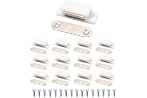 LOCKIMO Calamita Porta, Chiusure Magnetica per Armadietti, Mobili, Cassetti Chiusura Magnetica con Calamita per Ante e Credenze (12 Pezzi, Bianco)