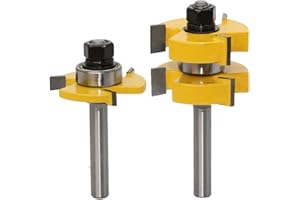 WSOOX Set di 2 punte per router Groove e Tongue con linguetta e scanalatura, fusto da 8 mm, fresa superiore per macchina da incisione CNC fai da te, lavorazione del legno