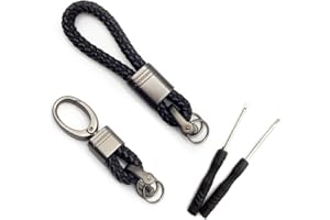 DUISOAD FUJIE 2 Pezzi Elegante Portachiavi in Pelle Intrecciata Auto Portachiavi Portachiavi in Pelle per Uomo Donna Auto, Nero