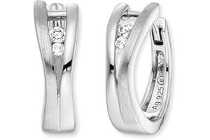 Engelsrufer filigrane Keep it so simple Damen Creole Xena aus Sterling Silber - besetzt mit weißen Zirkonia Steinen - Clipverschluss - nickelfrei - Größe: 16mm