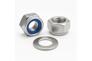 NOLDAR | Dadi esagonali autobloccanti con inserto in nylon DIN 985 + Rondelle piane DIN 125. Acciaio inox AISI 304 (A2). M12 (10 dadi + 10 rondelle)