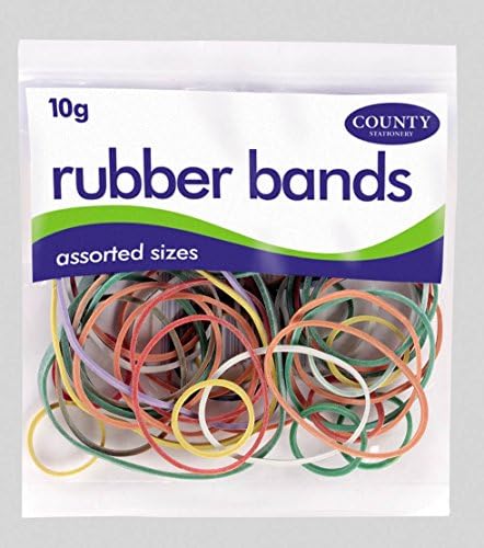 Packets Rubber Bands Assorted Sizes [coloured 10gsm]