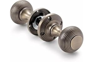 AB Hardware Matt Antique Brass Beehive Sprung Mortice Solid Door Knobs Knob Pair Quality Internal Doors