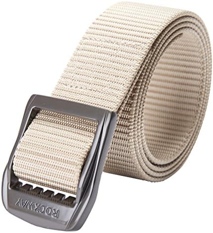 Rockway Men's Tactical Duty Nylon Belt Sturdy Alloy Buckle Thick Enough to Hang Holster or Knife (Khaki, Large)