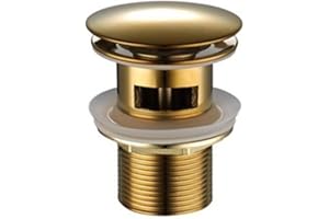 VETRINEIN RETE Vetrineinrete® Piletta di scarico universale 1/4" in ottone oro per lavandino pop-up tappo a pressione 98 mm A127