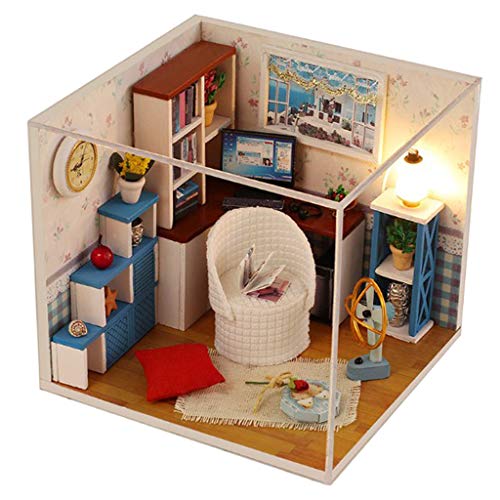 Fenteer 1:24 Skala Puppenhaus Arbeitszimmer mit Möbel Set