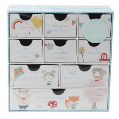 BABY BOY BLUE KEEPSAKE BOX CHRISTENING GIFT BIRTHDAY MEMORY STORAGE DRAWER BOOK