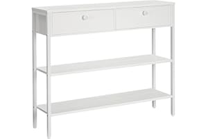HOOBRO EWW32XG01 - Mesa consola con cajón y 2 estantes de almacenamiento, mesa de sofá con estructura de metal resistente, 100 x 24 x 80 cm, para entrada, pasillo, salón, color blanco