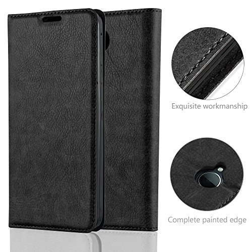Nokia Lumia 650 Funda Estilo Libro de Cuero Sint  tico en NEGRO ANTRACITA de Cadorabo  Dise  o IM  N INVISIBLE      Cubierta Protectora con Cierre Magn  tico  Tarjetero y Funci  n de Suporte     Protecci  n Carcasa Caja Etui Case Cover