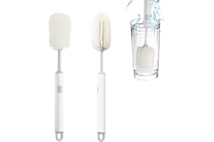 OAKENCREST 2 cepillos para Botellas, Esponja, con Mango Largo Ajustable, Cepillo de Limpieza, Esponja para Botellas, Cepillo para Vasos