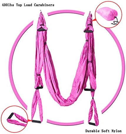 Seveni Aerial Yoga Swing /yoga hammock Beginner instruction Included for free 400ibs (Pink)