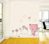 ufengke® Niedlichen Rosa Bären Lieben Herz Wandsticker, Kinderzimmer Babyzimmer Entfernbare Wandtattoos Wandbilder - 3
