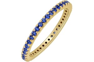 GOURIK 18K Yellow & White Gold Plated Created Ruby/Blue Sapphire/Simulated Diamond/Pink Sapphire/Emerald Stone Stackable Ring Eternity Bands for Women - Birthstone Ring Jewelry - Gift for Mom Wife Her