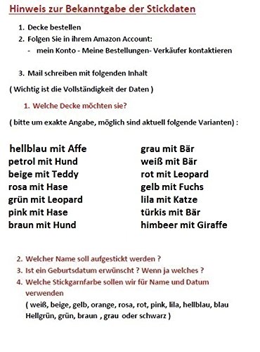 Kuschlige Babydecke SUPER FLAUSCHIG bestickt mit Namen und Datum - 2