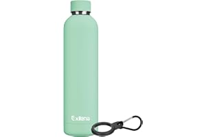 Exllena Insulated Water Bottles 1L with Water Bottle Buckle, Double Wall Stainless Steel Water Bottles 12 Hrs Hot/24 Hrs Cold, BPA Free for Gym, Camping, Hiking (Mint)