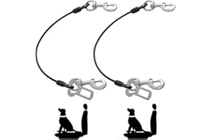 Mi Metty Dog Car Seatbelt, 2pcs Dog Car Harnesses Made of Coated Wire, Chew Proof Safety Restraint Leash, Vehicle Dogs Accessories,Double Clips & Latch (Black*2, 24 inch/60 CM)