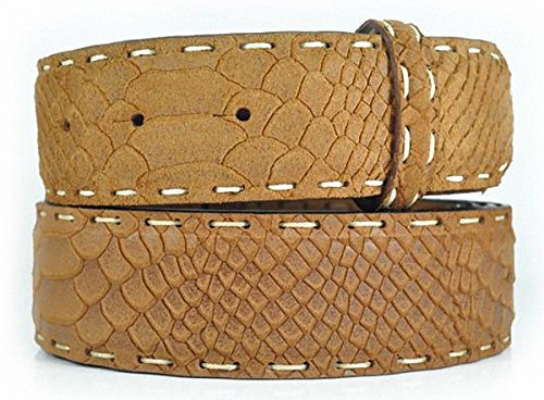 Preisvergleich Produktbild echt Ledergürtel cognac, Pythonprägung, 4 cm breit, 100 cm lang