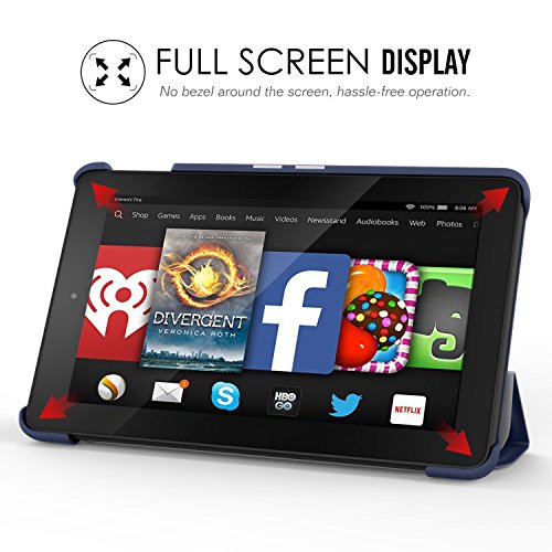MoKo Fire 7 2015 Hülle – Ultra Slim Lightweight Schutzhülle Smart Cover Case mit Standfunktion für Amazon Fire 7.0 Zoll (5. Generation – 2015 Modell) Tablet, Marineblau - 3