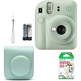 Instax Fujifilm Mini 12 Fotoğraf Makinesi+Askı+pil +10'lu film+&Ccedil;anta (YEŞİL)