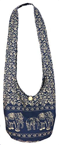 Rosina's Hippie Boho New Elephant Crossbody Bohemian Gypsy Sling Shoulder "Large Size" (F Dark Blue)