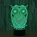Produktbild Leisurely Lazy Animal Owl Colorful Gradients 3D Optical Illusion Lamp 7 Colors Change and 15 Keys Remote Control Children Kids Bedside Table LED Night Light