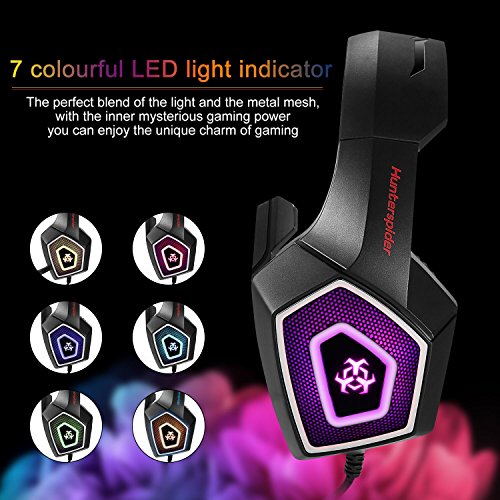 Tenswall PS4 Auriculares Gaming para PS4 o PC  Cascos Gaming con Cable y LED  con Sistema de Control de Volumen y cancelaci  n de Ruido  Color Azul