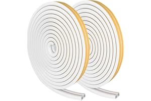 UPSEN Sealing Tape for Doors and Windows, 20 m Door Seal, Self-Adhesive Window Seal, Anti-Collision Sealing Strips, Rubber Foam Seal Strips, Sound Insulation, White