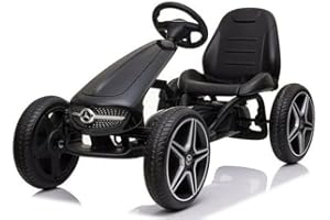 FINOOS Mercedes Go Kart - Lizenziert - Kinder Pedal Auto - Tretauto - Cart - Kettenantrieb - Eva-Reifen (Schwarz)