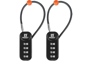 RESET - Cadenas à combinaison 192 à 4 chiffres avec câble de 10,2 cm, cadenas de voyage pour bagages, valises, bagages, sac à dos, boîte à outils, étui (noir)