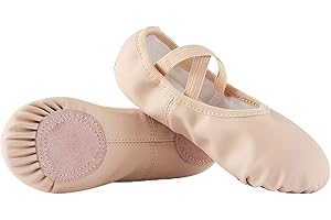 TETSUO Girls Ballet Shoes, Indoor Gymnastic Ballerina Dance Flats Slippers for Kids, Toddlers Dancing, Yoga, Fitness