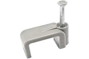 ALI'S DIY Twin & Earth Cable Clips & Fixing Nails Grey Flat Plastic 16 mm - 20 Clips