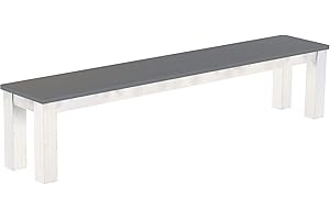 B.R.A.S.I.L.-Möbel Brasilmöbel Sitzbank 208 cm Rio Classico Seidengrau Weiss Massivholz aus Pinie, Verschiedene Größen & Farben, ideal für Esszimmer & Küche