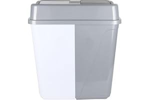 Jolie Max Double Rubbish Waste Separation Bin Recycling. Dual Compartment 100L (2 x 50 L) (Grey-White)