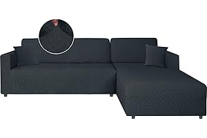 Ystyle Funda Sofa Chaise Longue Ajustables, Cubre Sofa Chaise Longue Izquierdo Derecho, 2 Piezas Protector Sofa Elasticas ChaiseLongue, Funda Sofa L (1 Plaza+2 Plazas, Gris Oscuro)