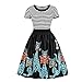 Produktbild Damen 50s Vintage Gestreiftes Kleider MYMYG Hepburn Stil Rockabilly Cocktailkleid Petticoat Swing Kleid Spleiß Abendkleid Kurzarm O Hals Prom Swing Kleider(A1-Schwarz,EU:40/CN-XL)