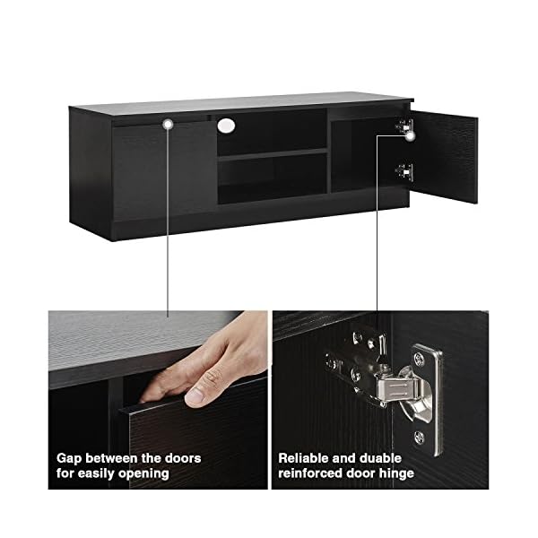 TV Cabinet, HST Mall Modern TV Unit 120cm TV Cabinet Stand Black Matt Home Office Furniture - Image 6