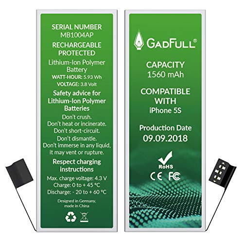 GadFull   Batterie pour Apple iPhone 5S   Production est 2018   avec Bo  te    Outils   Y Compris un Manuel de R  paration et la Bo  te    Outils Profi Kit   Il Travaille avec tous les APN Originaux