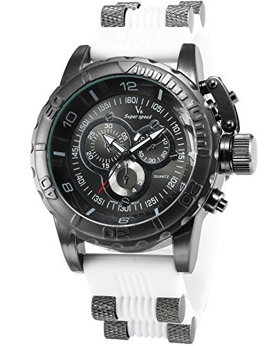 AMPM24 Herren Armbanduhr Analog Schwarz Ziffernbltter Wei Kunststoff Band Quarzuhr WAA789