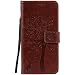 Produktbild iPhone 7 Plus Hülle, Conber Leder Handyhülle mit [Kostenlose Schutzfolie eingeschlossen] [Kartenfächer] [Standfunktion], iPhone 7 Plus Leder Schutztasche Klappetui Ledertasche Handyhülle, Vintage Emboss Stil Katze und Baum Muster Leder Handy Schutzhülle Für Apple iPhone 7 Plus - Braun
