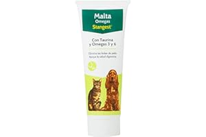 Stangest Malta Omegas para Perros y Gatos| Suplemento Alimenticio | Regulador Digestivo con Taurina, Omega 3 y 6 | Favorece el Transito Intestinal | Elimina Bolas de Pelo | 100 g