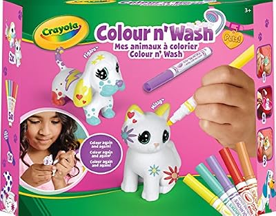 Crayola Color'N'Wash Pets-Mes Animaux à Colorier-Kit Chien et Chat, 74-7265-F000