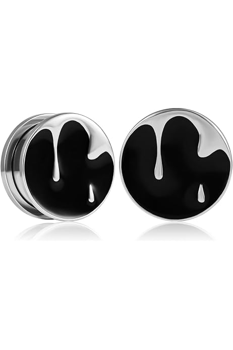 DOEARKO Ecarteur Oreilles 1 Paire Double Évasé Plug Tunnel en Acier Inoxydable Boucles d'oreilles Bijoux pour Femmes Hommes 8mm à 16mm (Argent, 8mm