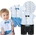 Baby Boy Wedding Christening Formal Tuxedo Wear White Suit Outfit Romper Clothes (3-6 Months, Blue)