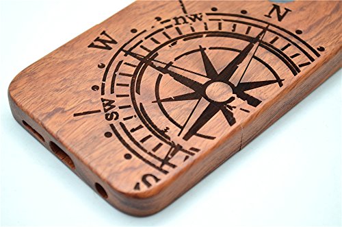 PhantomSky Huawei Honor 8 Funda de Madera   Serie de Lujo  Natural Hecha a Mano de Bamb   Madera Carcasa Case Cover para tu Smartphone - Comp  s Palisandro Rosewood Compass 