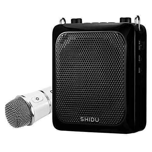 Preisvergleich Produktbild SHIDU SD-S516 (UHF) Sprachverstärker, 30W Stimmeverstärker with 2000mAh Rechargeable Lithium Batterie, UHF Hand-held Wireless Microphone für Lehrer / Trainer / Reiseführer / Yoga Lehrer und mehr (Schwarz)