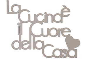 Declea Home Decor, Scritta frase in legno da appendere La cucina è il cuore della casa, Decorazione Murale da appendere alla parete ideale per la per cucina, Taupe, 40x30 cm
