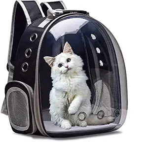 PSK PET MART Astronaut Space Transparent Capsule Breathable Airline-Approved, Ventilate Transparent Carrier Backpack for Travel, Hiking and Outdoor for Puppies & Cats